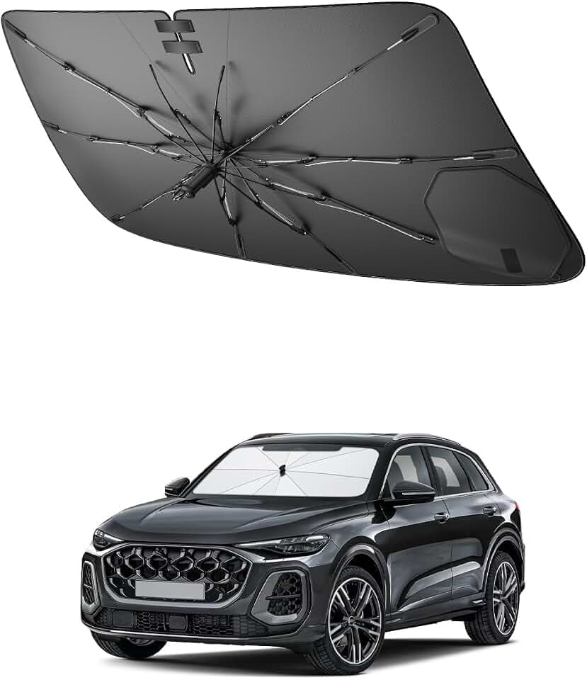 SHAOHAO Kompatibel mit Audi Q5 S RS 2018-2026 Sonnenschutz für Autos Windschutzscheibe Sonnenblende Einfache Aufbewahrung Zugschnurgriff UV-Schutz Sonnenschutz zubehör