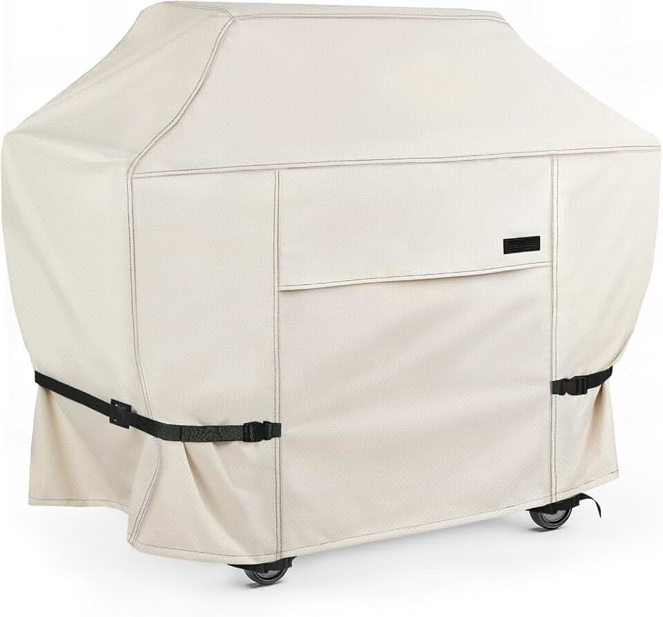 NettyPro Grill Cover for Outdoor Grill 60 inch Waterproof Heavy Duty Gas BBQ Cover for Outside Weber, Char-Broil, Brinkmann, Jenn Air, Nexgrill 3-4 Burners Barbecue, Beige