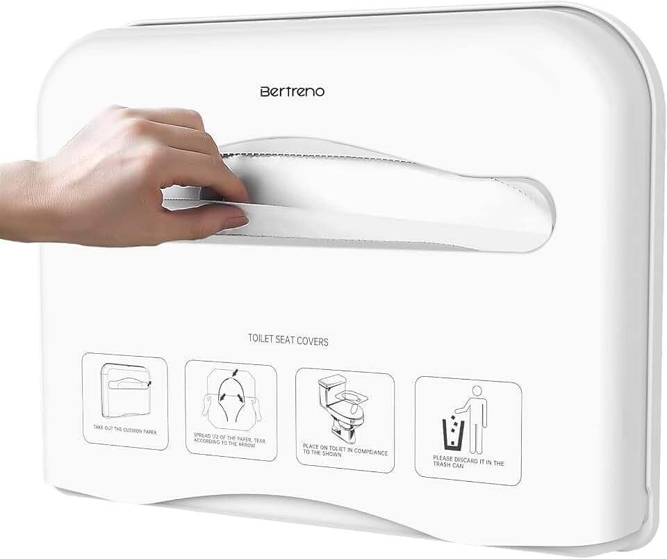 Commercial Toilet Seat Cover Dispenser Wall Mount Half-Fold Toilet Seat Cover Holder for Restroom Commercial Bathroom White