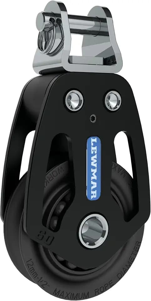 Lewmar 72mm Synchro Block Toggle Head, 2,420 lb Working Load Limit, Accommodates 3/8" - 1/2" Lines, High-Density Free-Spin Bearing, Traveler Compatible - 29927221BK