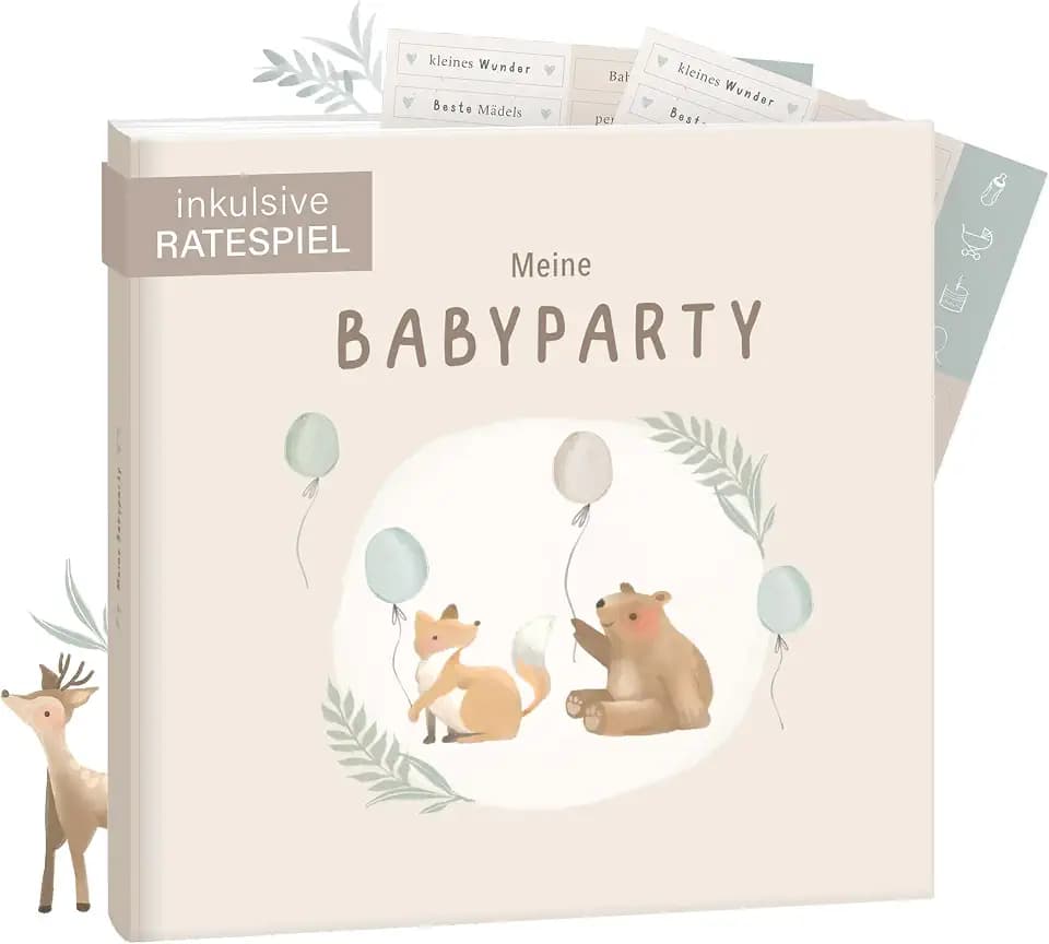 mintkind® Gästebuch "Meine Babyparty" Beige - Babyparty Geschenk für Junge & Mädchen, Baby Shower & Gender Reveal Deko, Baby Fotoalbum zum Selbstgestalten