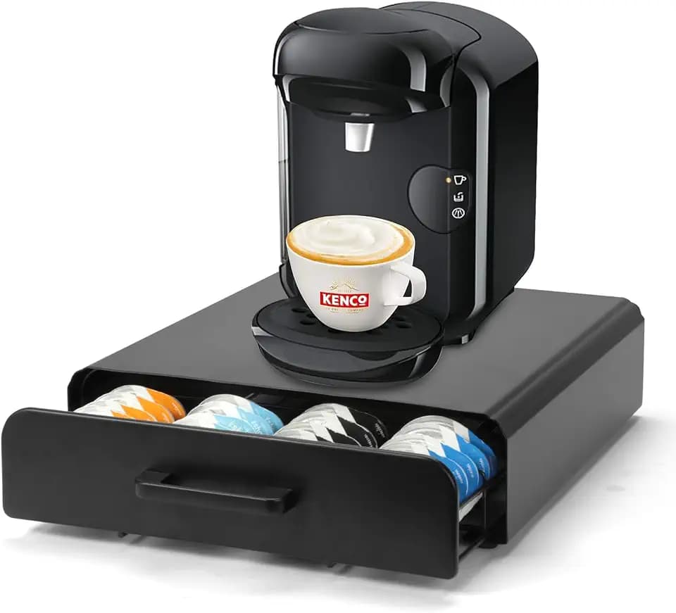 Kapselhalter Schubladen für Tassimo-Kaffeekapseln. | Metall Kapseln Kapselspender,Kapsel Aufbewahrungsbox,Kapselschublade zur Aufbewahrung von 64 Kapseln,Schwarz.