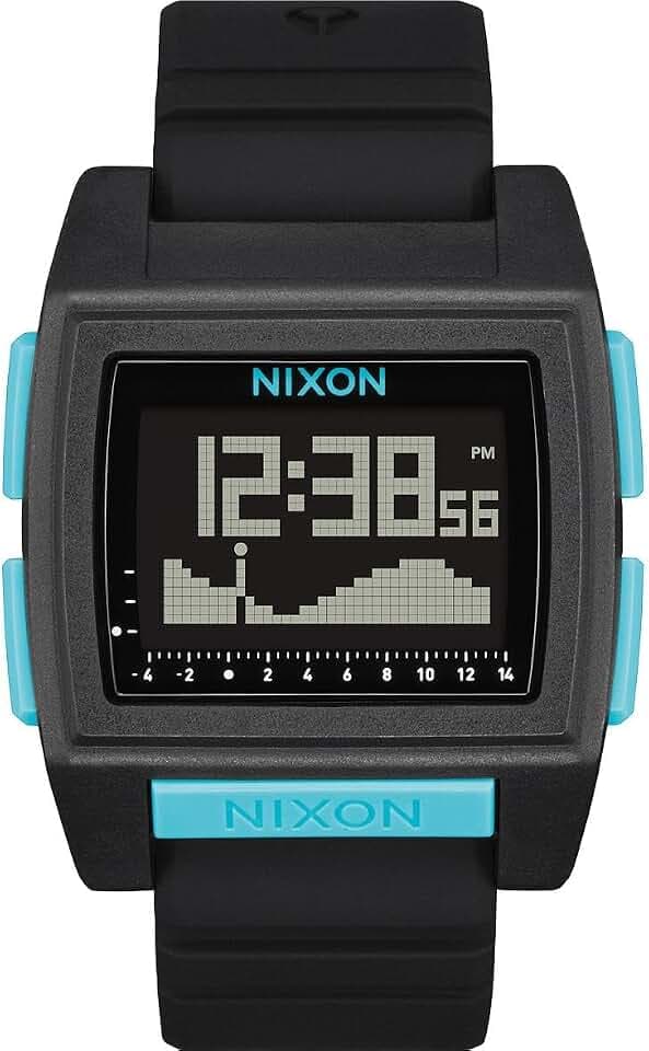 Nixon Base Tide Pro Herren Uhr Digital Kunststoff/Silikon Schwarz-Blau 42mm, Wasserdichtigkeit: 10 Bar, A1307-602-00
