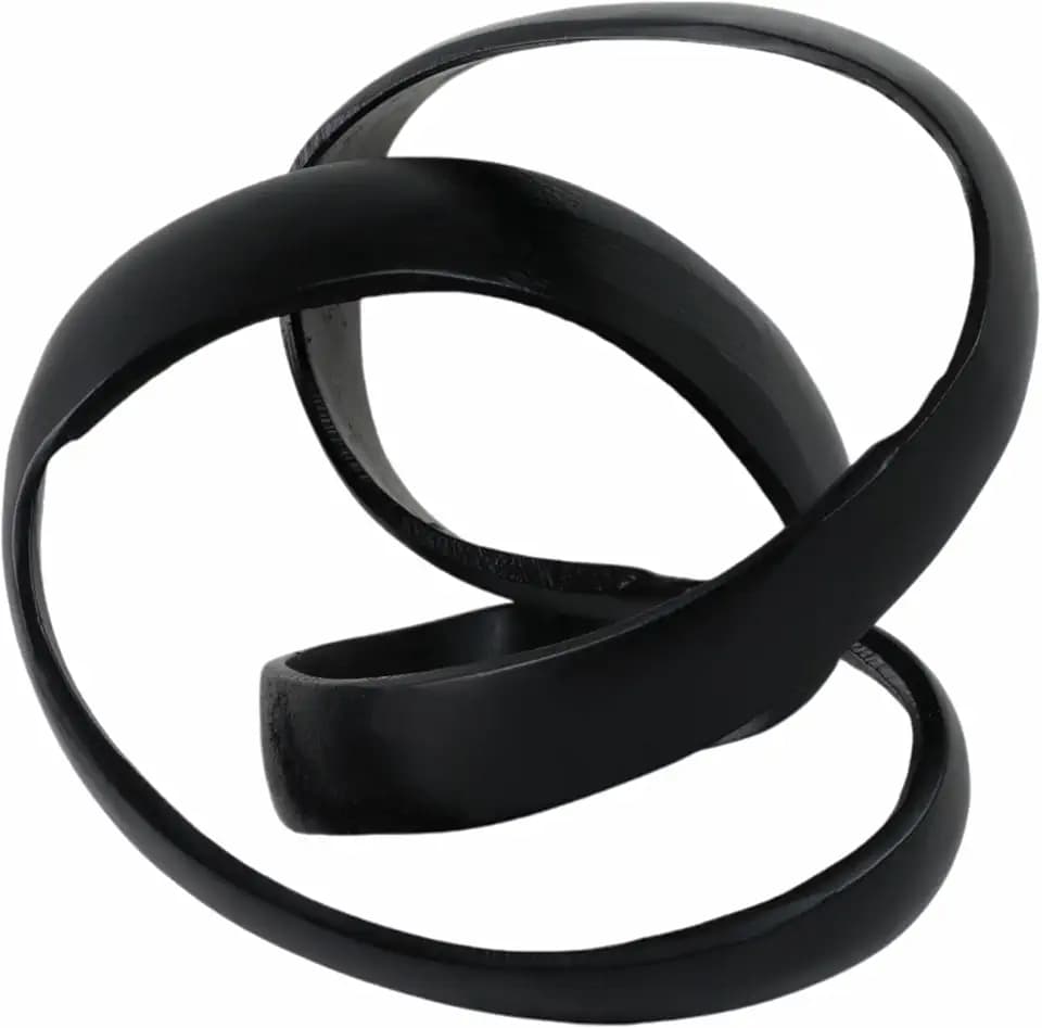 Metal Decorative Object – Minimalist Shelves & Coffee Table Decor – Aluminum Knot Sculpture Modern Home Decor for Office, Bedroom & Living Room – 8" x 7", Black