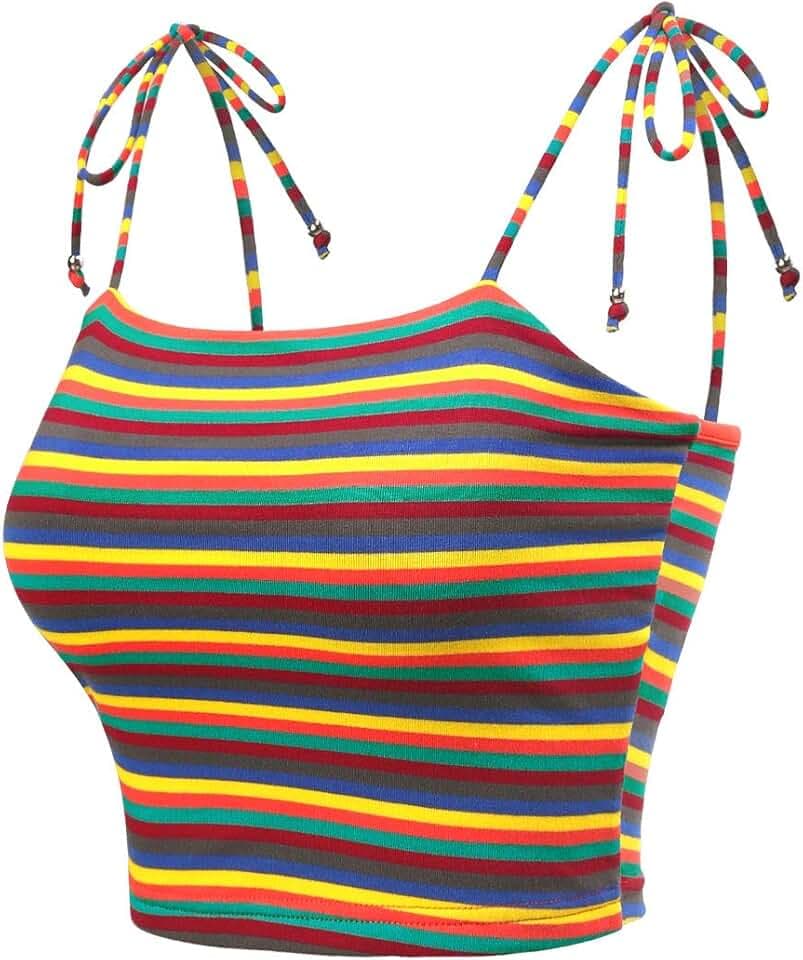 Allegra K Damen Gestreiftes Camisole in Regenbogenfarben Gestreiftes Camisole in Regenbogenfarben