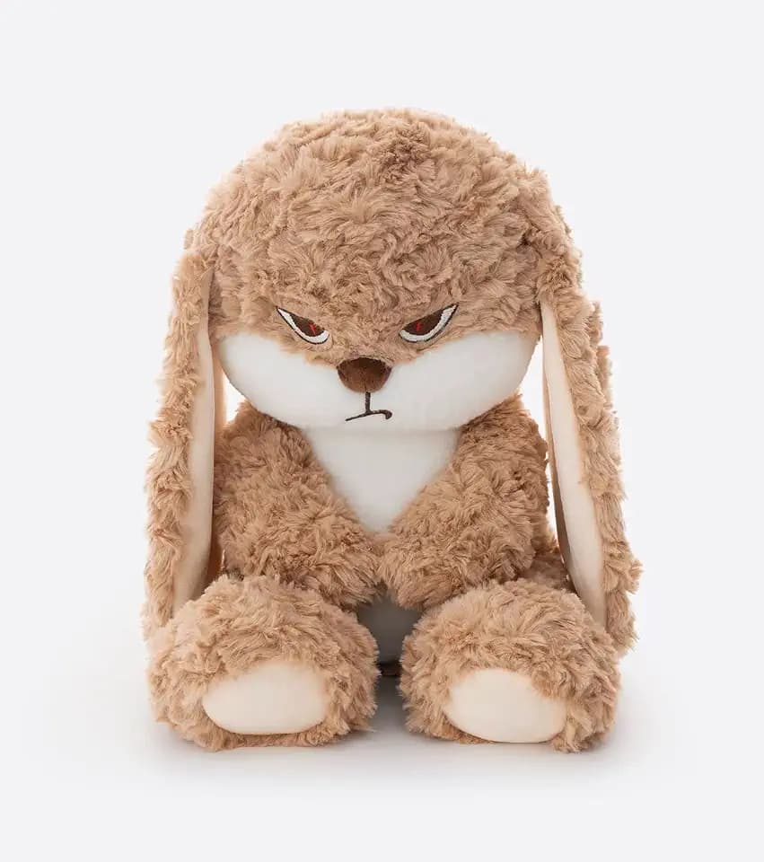 ZEIO Grumpy Bunny Stuffed Animal, 16.9" Plush Rabbit Stuffed Animals with Floppy Ears, Cuddly Soft Plush Toys Huggable, Perfect for a Gift（Dark Brown