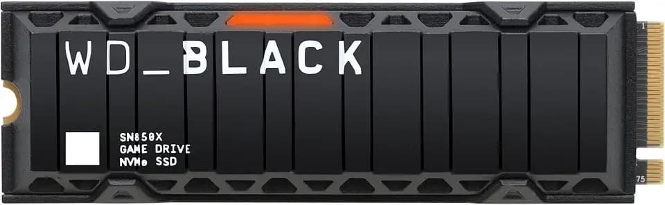 WD_BLACK SN850X 1TB NVMe SSD with Heatsink - M.2 2280, Up to 7,300 MB/s Read speeds, Up to 6,300 MB/s write speeds, Gaming Expansion, High Performance Internal Solid State Drive - WDS100T2XHE