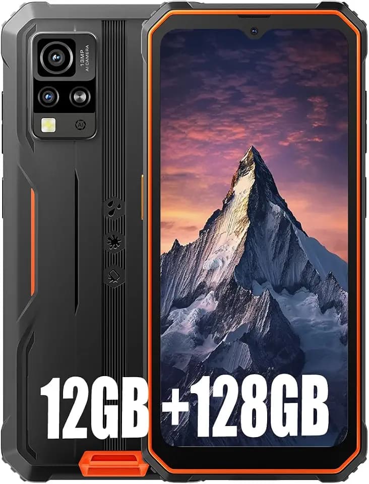 Blackview BV4800 Pro 12Go+128Go Telephone Portable Incassable 2024, Android 14 Téléphone Débloqué, 5180mAh, 13MP+5MP, 6.56" HD+ Smartphone Incassable Etanche, Dual 4G LTE,GPS,NFC,OTG,FM, Orange
