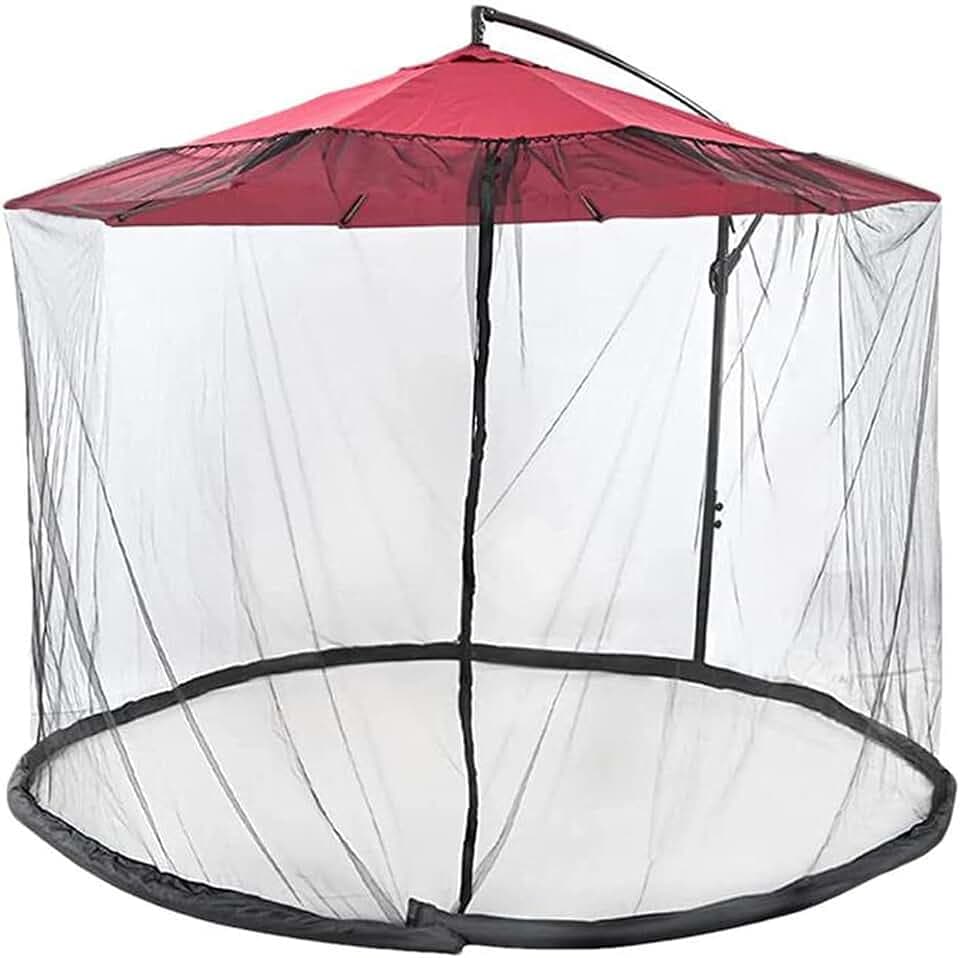 Moskitonetz für Sonnenschirme, Outdoor Umbrella Moskitonetz mit Reißverschlusstür für 250-300 cm Sonnenschirme Pavillon, Mückennetz Für Gartenschirm Ampelschirm (Schwarz)