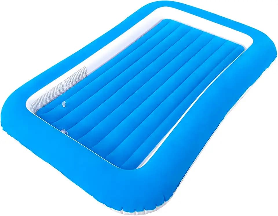 Kinder-Luftmatratze, aufblasbar, Reisebett für Kleinkinder, mit Seiten, Blau