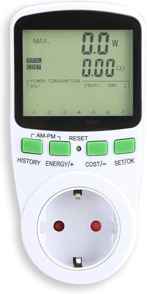 Offgridtec Stromzähler für Steckdose, PV-Zähler für Balkonkraftwerk, Echtzeit Stromverbrauchmessung, Einspeisungsmessung, Energie-Monitor, Max Last: 16A 3680W, LCD-Display, Präzise Leistungsmessung