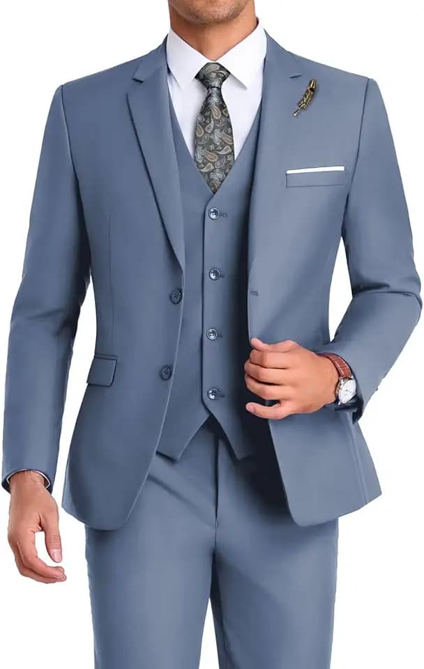 Men Suit 3 Pieces Slim Fit Jacket Vest Pant with Tie