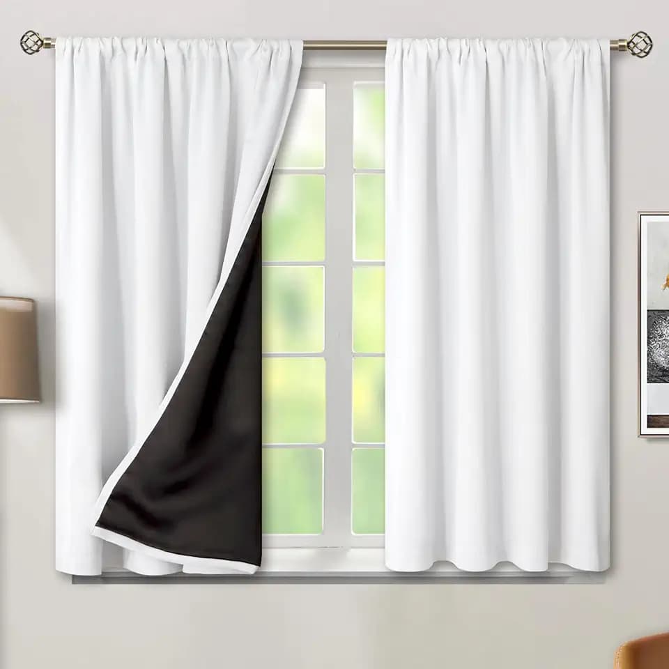 BGment White Blackout Curtains for Bedroom 45 Inch Long 2 Panels