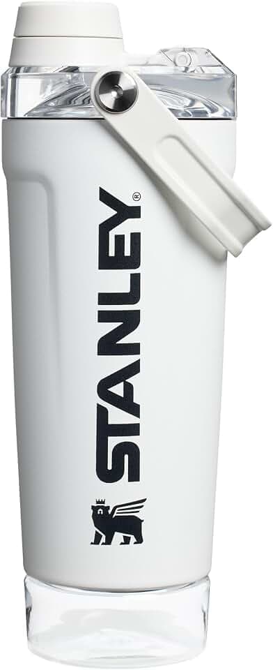 STANLEY Fitness-Shaker-Flasche, 590 ml, auslaufsicher, aus Edelstahl, mit Schnellfluss-Deckel, für Proteinshakes und Pre-Workout-Pulver, BPA-frei, grün