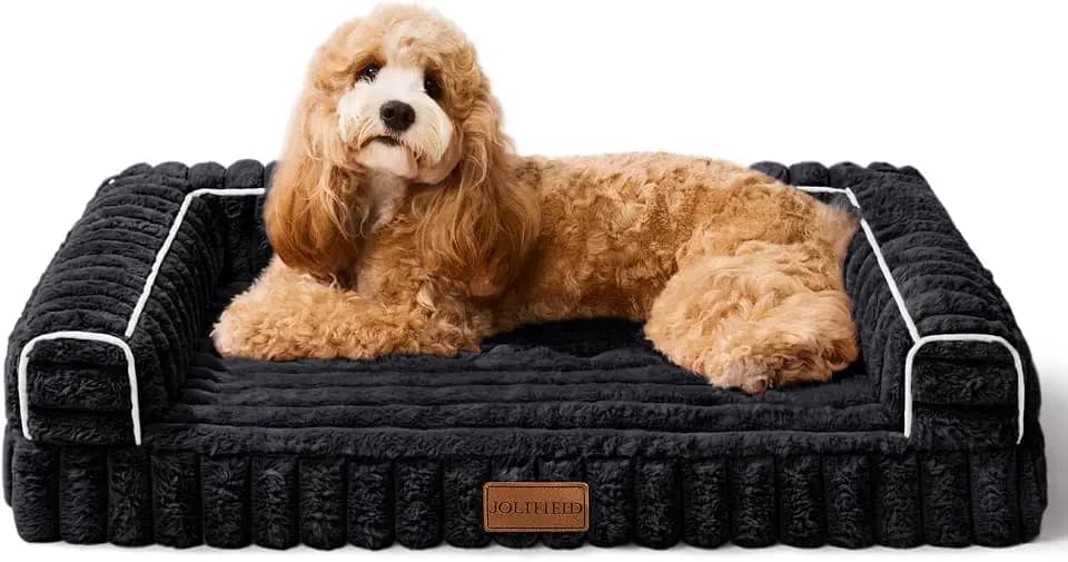 Orthopedic Medium Dog Bed Furry Pet Bed, Washable Cover 30''X20''