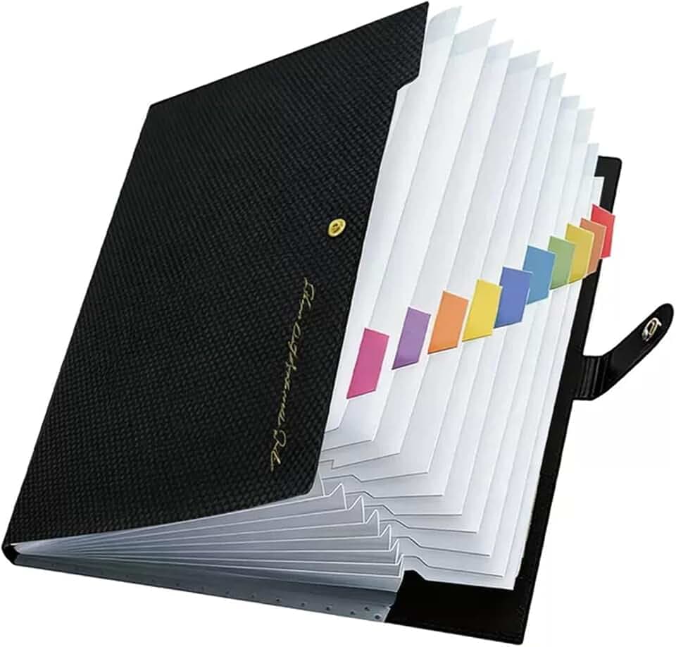 Dokumentenmappe A4, Sammelmappe A4 Mappe mit Fächern, 12 Fach Akkordeon Dokumentenmappe, Geeignet für Schulen, Büros und Haushalte, Konzipiert für Document Organizer Dokumentenablage