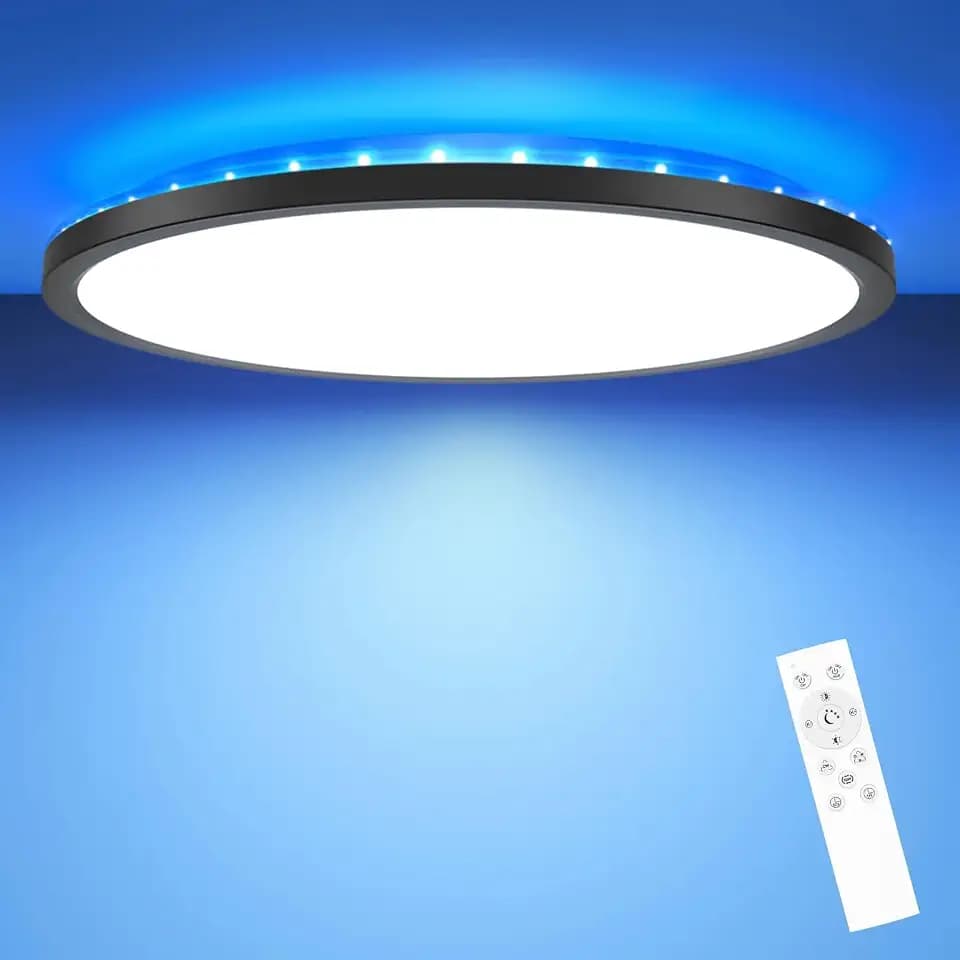 hepside Deckenlampe LED, 24W Ø30cm LED Deckenlampe mit Fernbedienung, RGB Led Deckenlampe Farbwechsel, 3000K-6500K Dimmbar Rund Led Deckenleuchte Flach 2400LM für Schlafzimmer Badezimmer Wohnzimmer