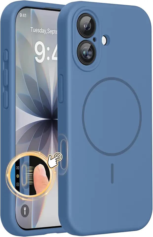 Miracase Silicone & Magnetic for iPhone 17 Case, Glass Blue