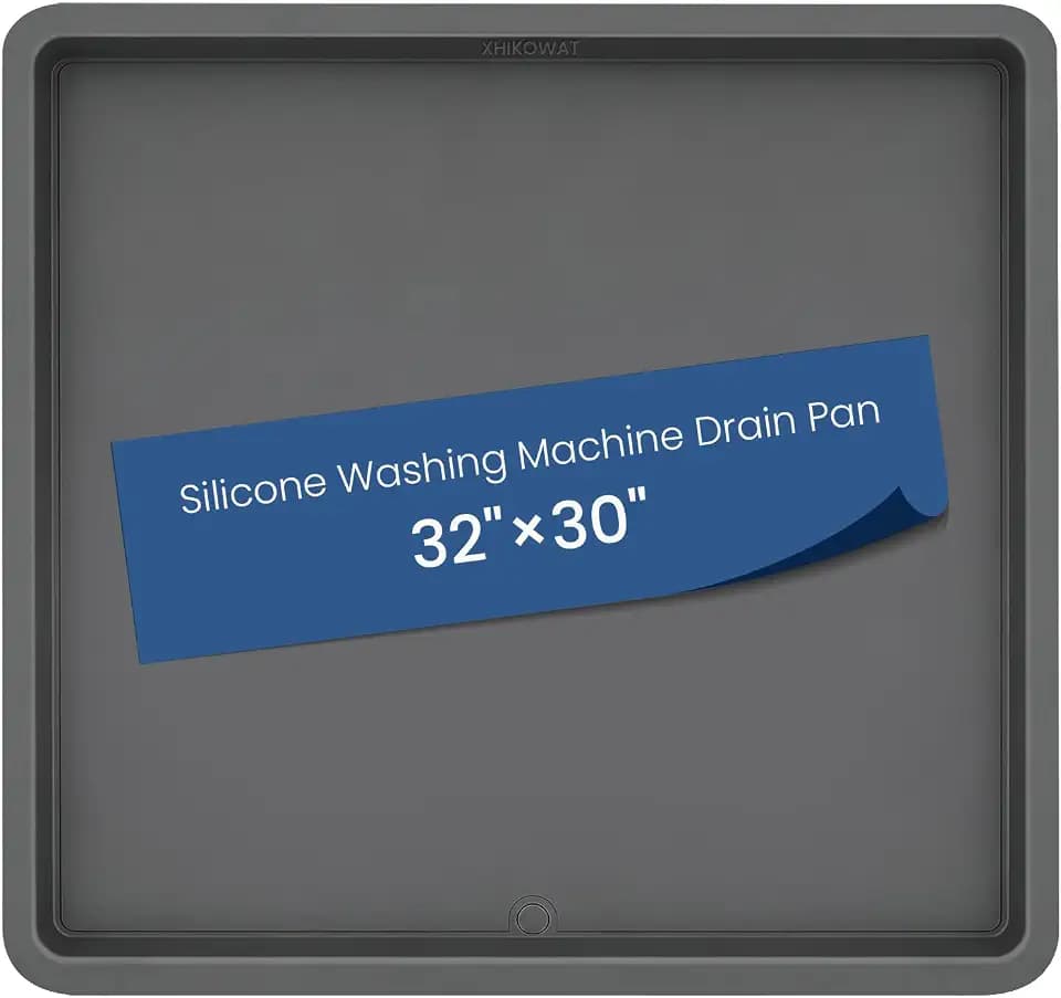 33 X 30 inch Large Thickened Silicone Washing Machine Drain Pan (Grey)