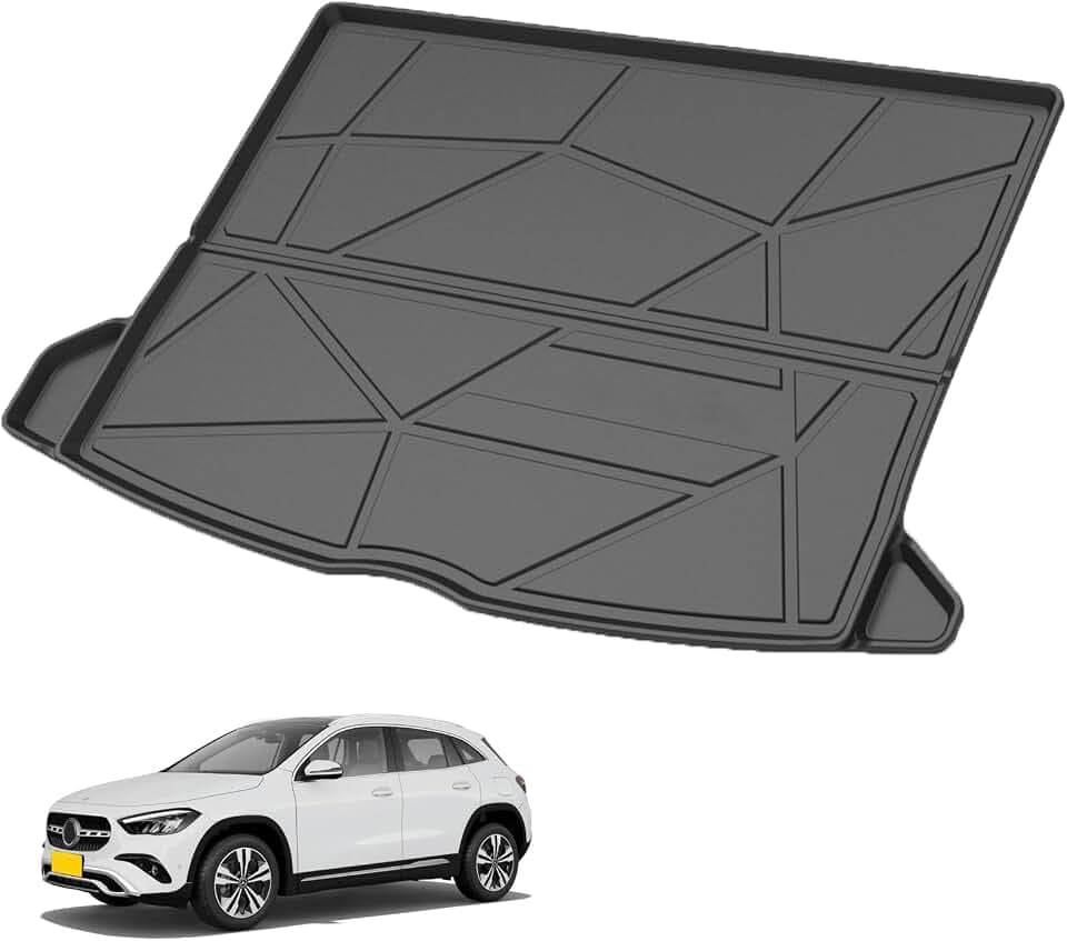 Elsetyler Custom Fit for Cargo Liner 2021-2025 2026 Mercedes-Benz GLA-Class (Upper Cargo mat) - Black TPE All Weather Heavy Duty Waterproof Rear Cargo Tray Trunk Floor Mat Protector