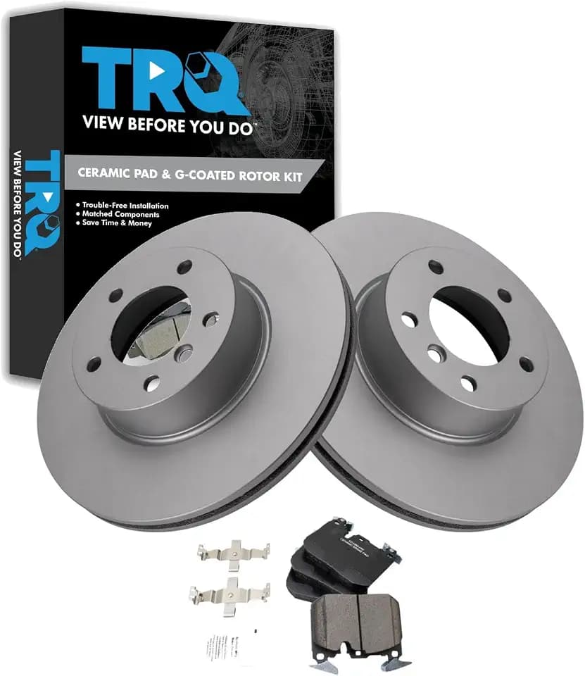 TRQ Front Brake Pad and Rotor Set Ceramic G Coated Rotors