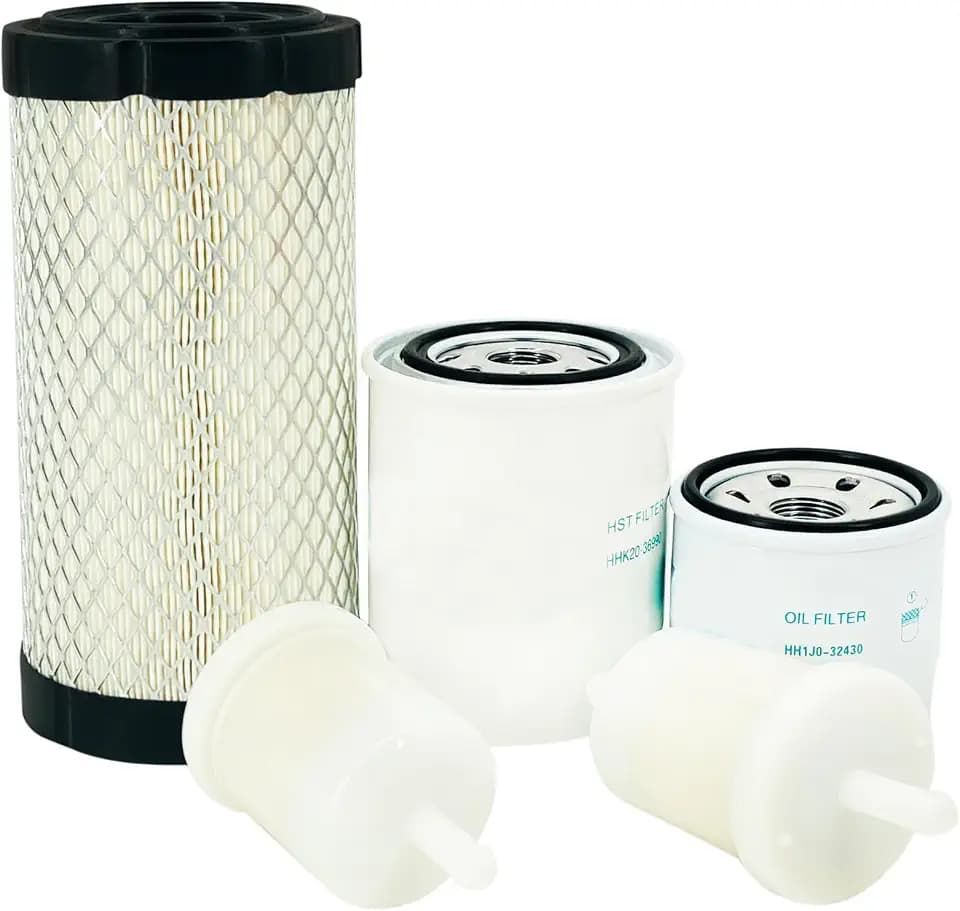 K1211-82320 Air Filter HH1J0-32430 Oil Filter Maintenance Kit for Kubota BX22 BX23 BX24 BX25 BX1500 BX1800 BX2350 BX2360 Tractor with HHK20-36990 Oil Filter 12581-43012 Fuel Filters