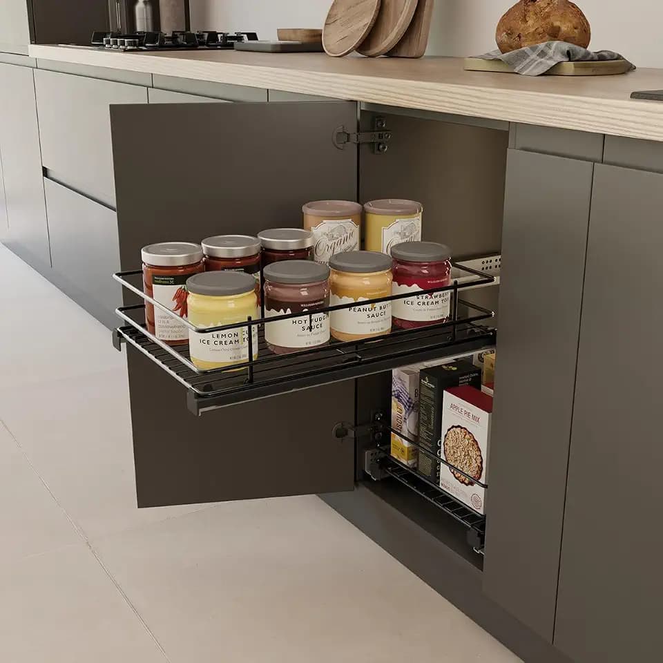 Menage Confort Ausziehbares Tablett für Küchenmöbel, anthrazit, Breite 462-468 mm