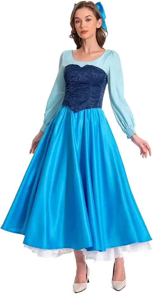 Meerjungfrau Kostüm Damen, Prinzessin Cosplay Kleid Costume Outfit Anzug Set Halloween Karneval