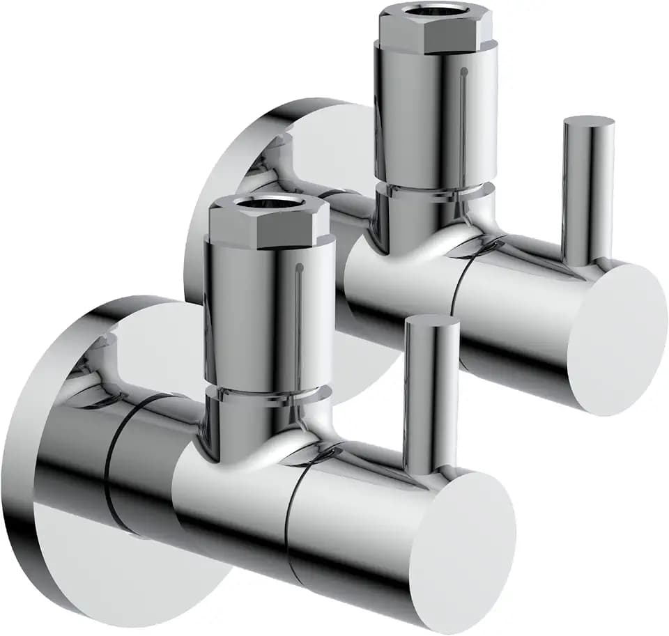 Kirchhoff 98166110-2 Design Universal Eckventil 2er-Set mit Schnellverschluss, Doppelpack Eckregulierventil für Kalt- und Warmwasserleitungen, Chrom