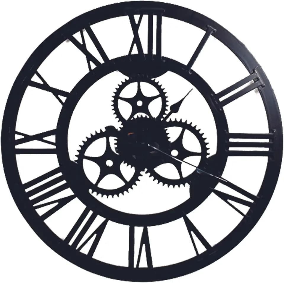 HOME DECO FACTORY HO2926 Home Factory-HO2926 Wanduhr, Getriebe, 70 cm, Wanddekoration, Holz, MDF, Schwarz, 70 x 3,5 x 70 cm