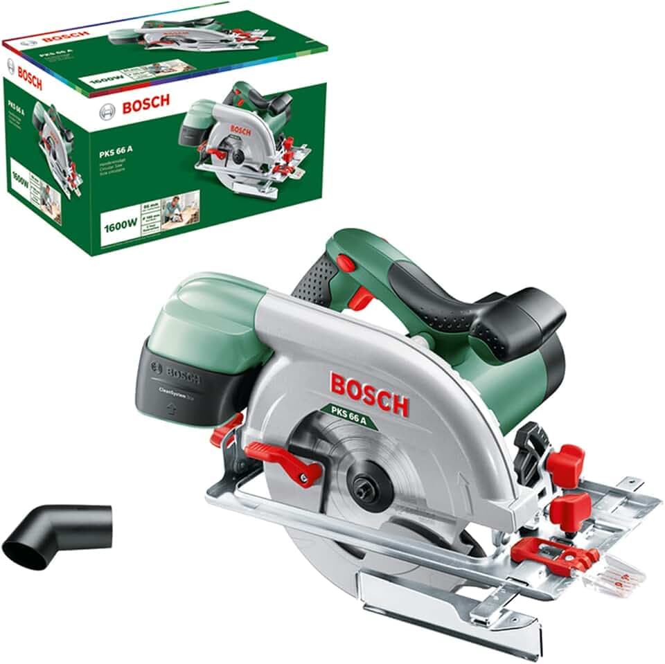Bosch Home and Garden Kreissäge PKS 66 A (1600 Watt, Kreissägeblatt Nenn- 190 mm, im Karton) 0603502002 Grün