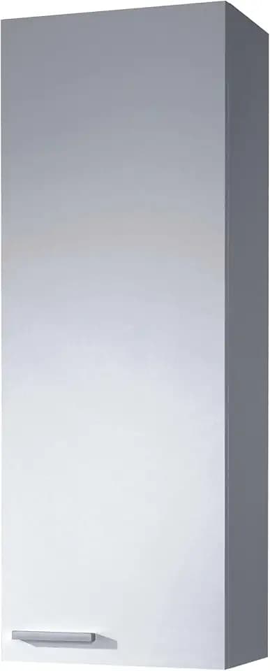 Hängeschrank für Badezimmer mit einer Tür und einem Innenregal, glänzend weiß, Maße 30 x 85 x 25 cm