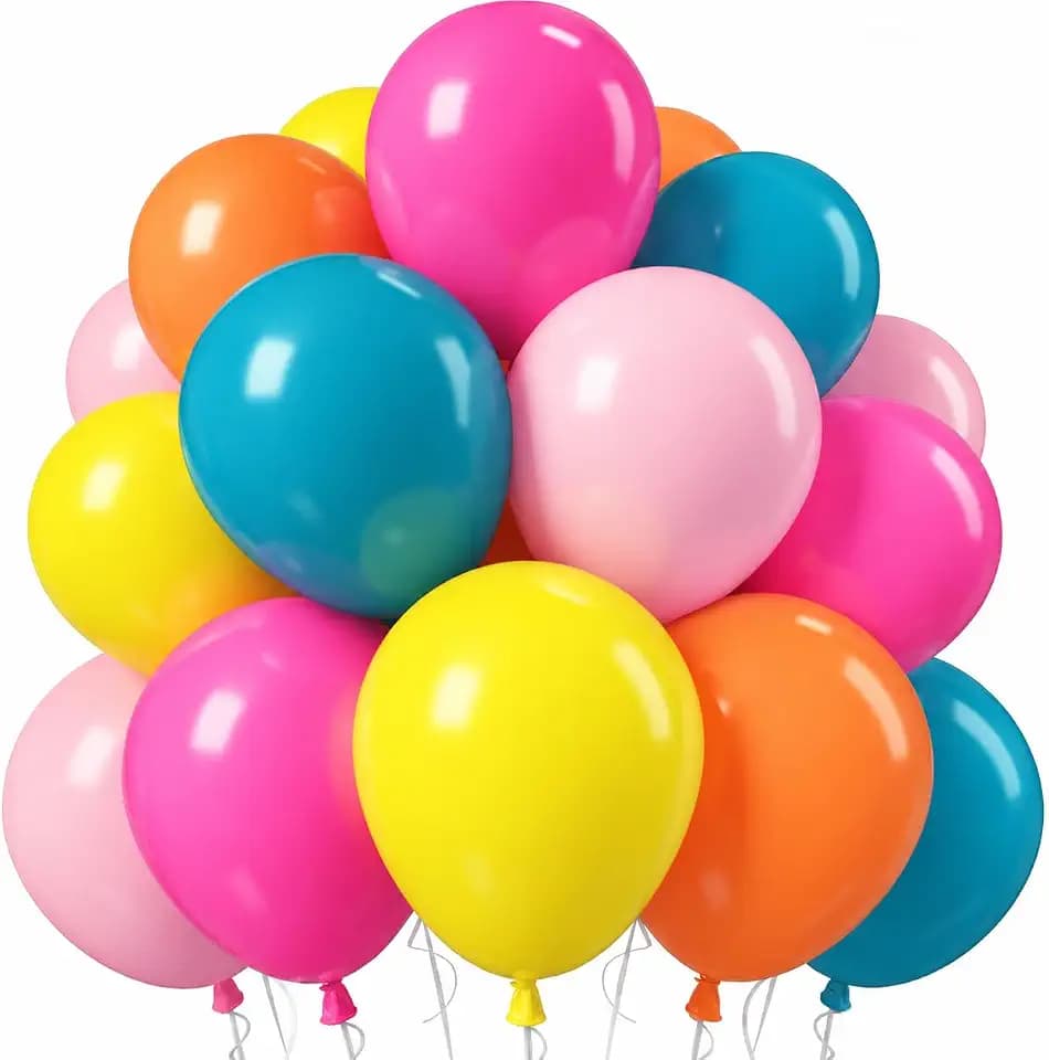 Colorful Balloons, 12 Inch Rainbow Multicolor Balloon for Birthday Party