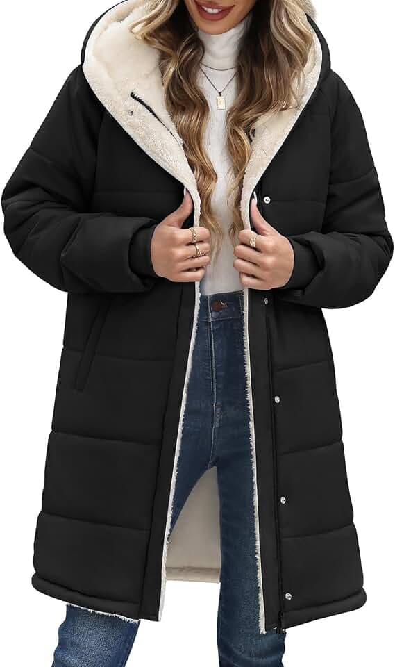 Vancavoo Wintermantel Damen Winterjacke Gefütterte Steppmantel Winterparka