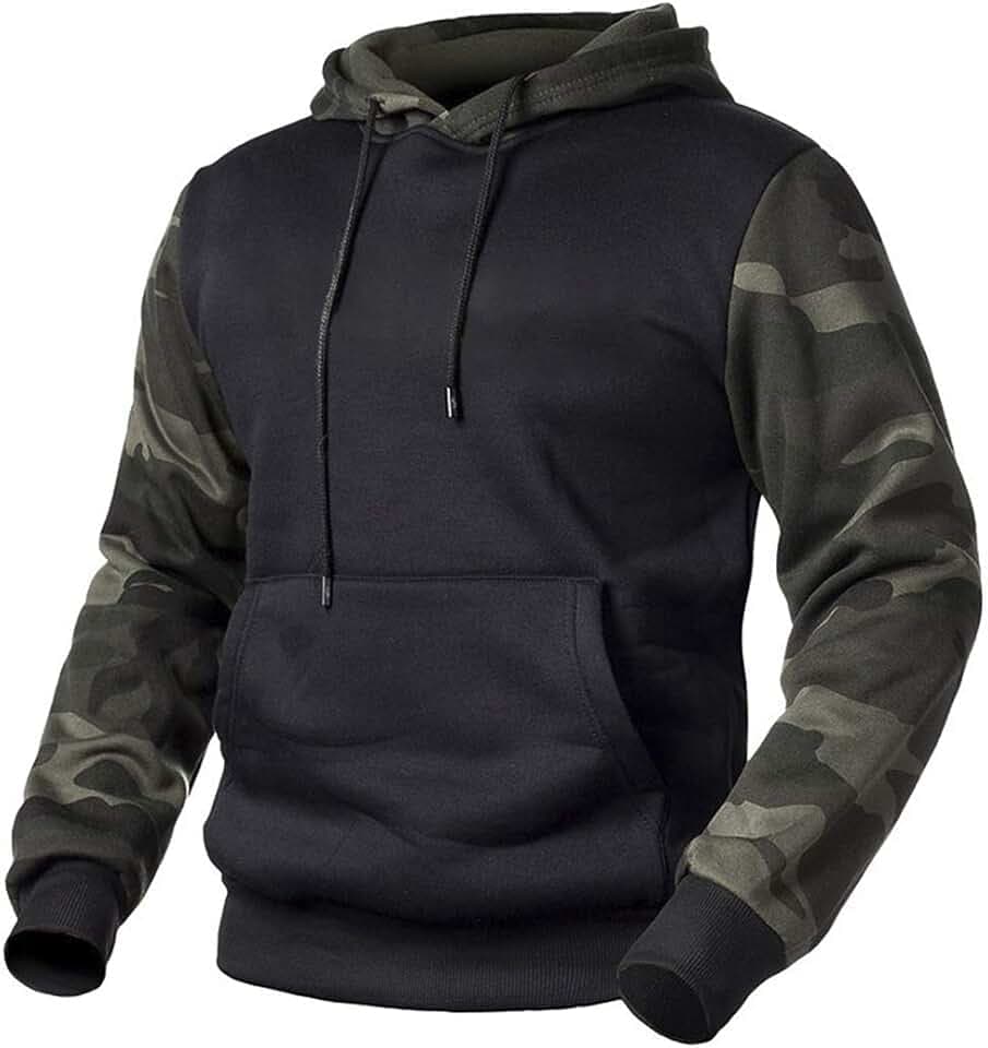 MANLUODANNI Herren Pullover Hoodies Kapuzenpullover Sweatshirt Camo Patchwork Top Casual Hoody mit Tasche