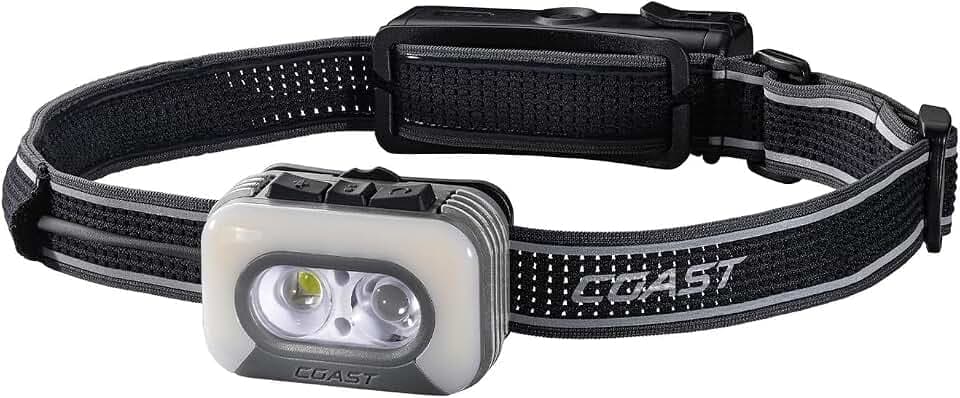 Coast RL35R Sprachgesteuerte, wiederaufladbare LED-Stirnlampe mit ARC280™-Beleuchtung, 1100 Lumen, 4 Farbmodi, rückseitiges Sicherheitssignal, variable Lichtsteuerung und USB-C-Ladeanschluss
