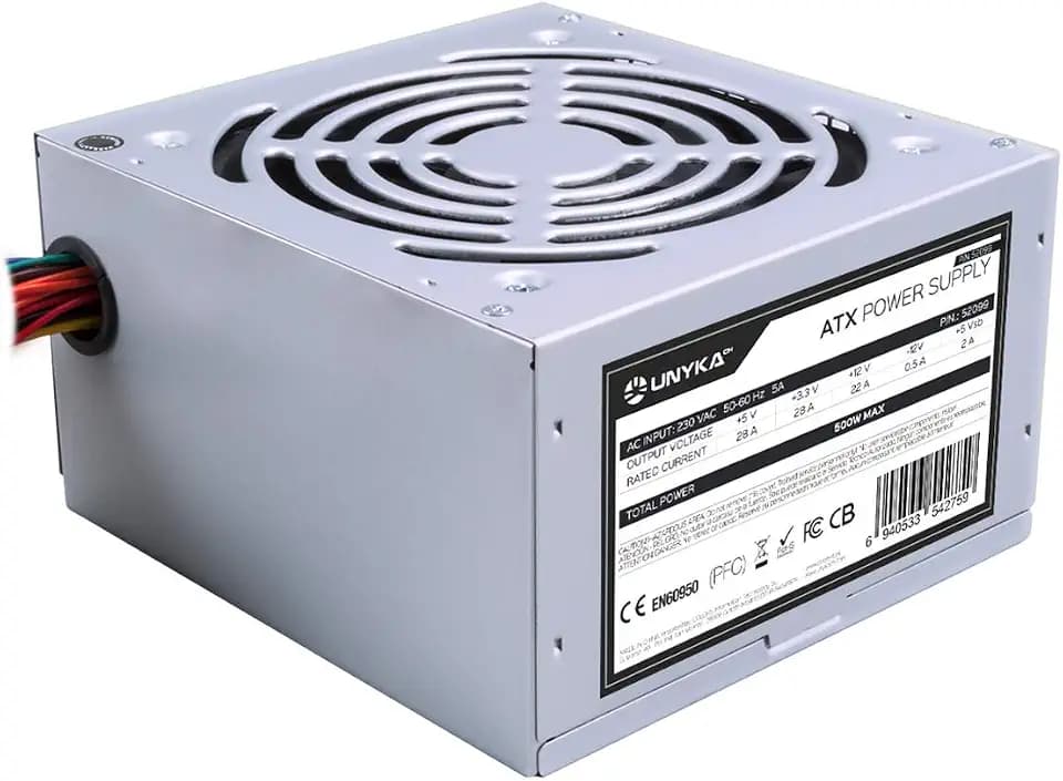 UNYKAch ATX 500W Netzteil Silber - Netzteil (500W, 230V, 50-60Hz, 28A, 22A, 28A)