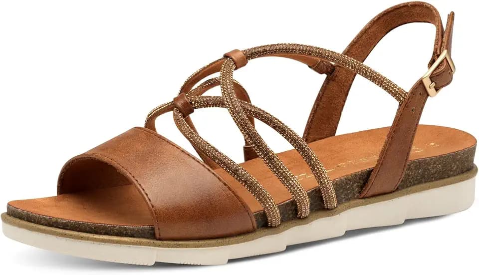 MARCO TOZZI Damen Sandalen flach mit Schließe Sommer