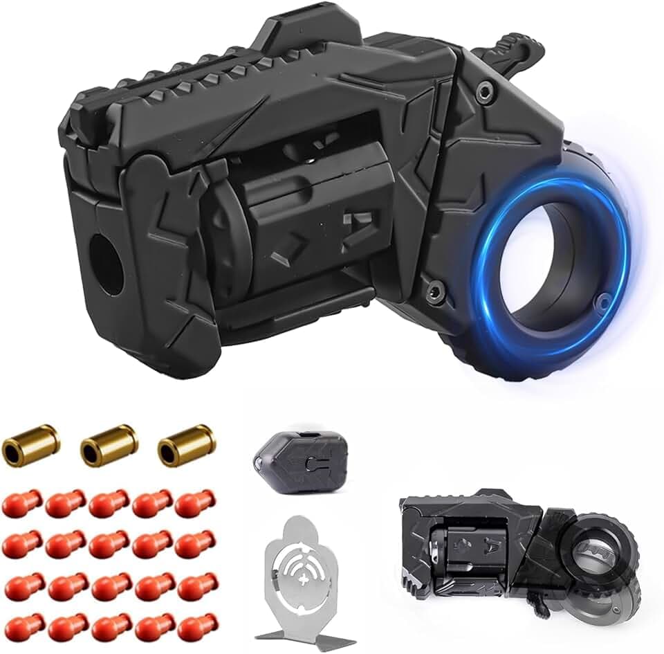 Fidget Toys Adults Metal Gun: Fidget Toy Rotating Stress Relief Premium Metal Fidget Ring Sensory Toy Decompression Gadget for Anxiety ADHD Office Desk Gift for Man