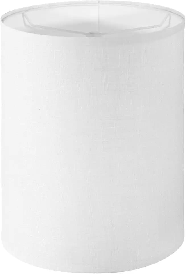 Tall Lamp Shade, 10" Top X 10" Bottom X 13" High Large Drum Lampshade for Table Lamps Floor Lamp, White Line Fabric Lamp Shade, Easy Assembly Replacement Lampshades