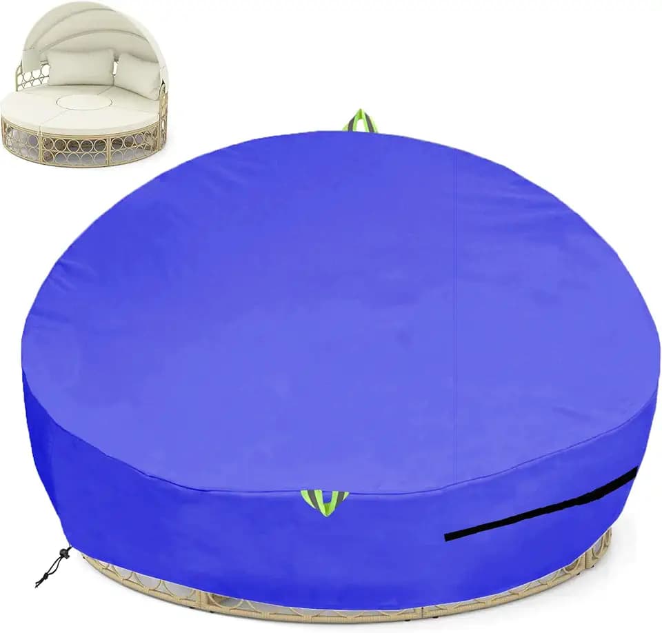 Sonneninsel Abdeckhaube Schutzhülle Wasserdicht 600D Oxford Gewebe Abdeckung Wetterfest für Sonneninsel Abdeckung Liegeinsel Rund - Ø190x88/45cm