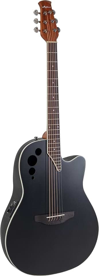 Applause E-Akustikgitarre Elite AE44 Mid Cutaway - Roundback Lyrachord Korpus Mid-Depth - AP3TP Preamp- Decke Fichte - Black Satin - AE44-5S