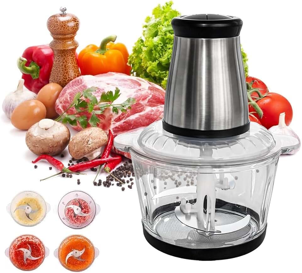Food Processor, Electric Food Chopper with Meat Grinder & Vegetable Chopper, with Powerful 450W Copper Motor, 5L Bowl Capacity
