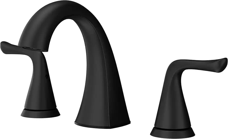 Pfister Willa Bathroom Sink Faucet 8 in Widespread 2-Handle 3-Hole Matte Black Finish NSF Certified Spot Defense Push & Seal Drain TiteSeal Installation LF049MALSDB