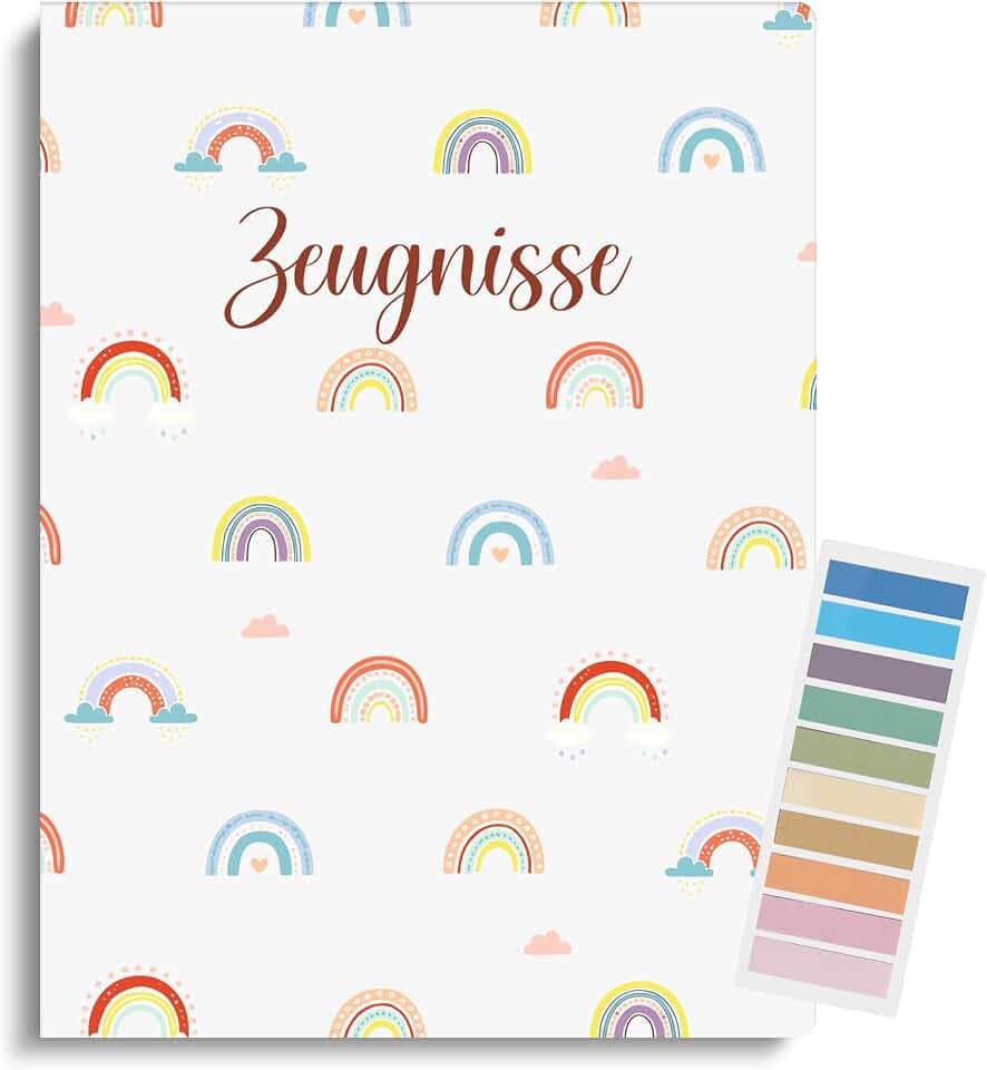 BBTO Zeugnismappe A4 mit 30 Klarsichthüllen, Regenbogen