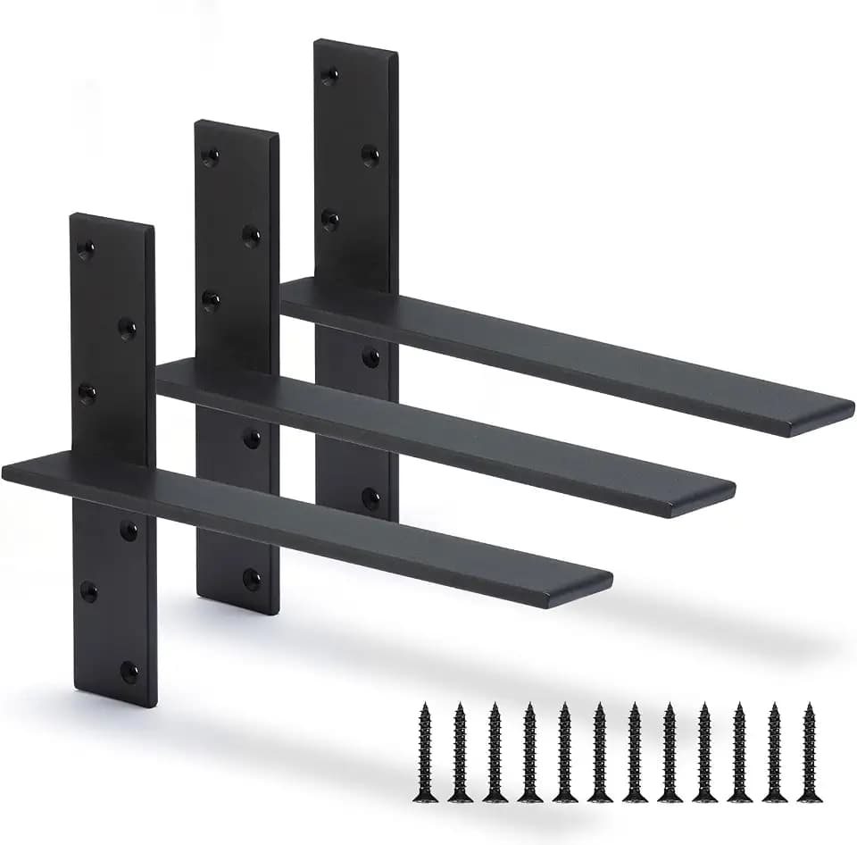 Floating Shelf Bracket 3/8" Thick Heavy Duty Shelf Brackets 3 Pack Free Hanging Countertop Support Bracket 16" Lx2.5 W Floating Wall Brackets for Cabinets, Granite, Dishwasher, Bench Seats Vanities