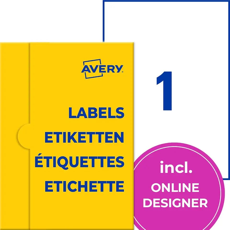 AVERY Zweckform P4775-50 Wetterfeste Folienetiketten (50 Klebeetiketten, 210x297mm auf A4, extrem stark selbstklebend, wasserfest, strapazierfähig, bedruckbare Outdoor Klebefolie) 50 Blatt, weiß
