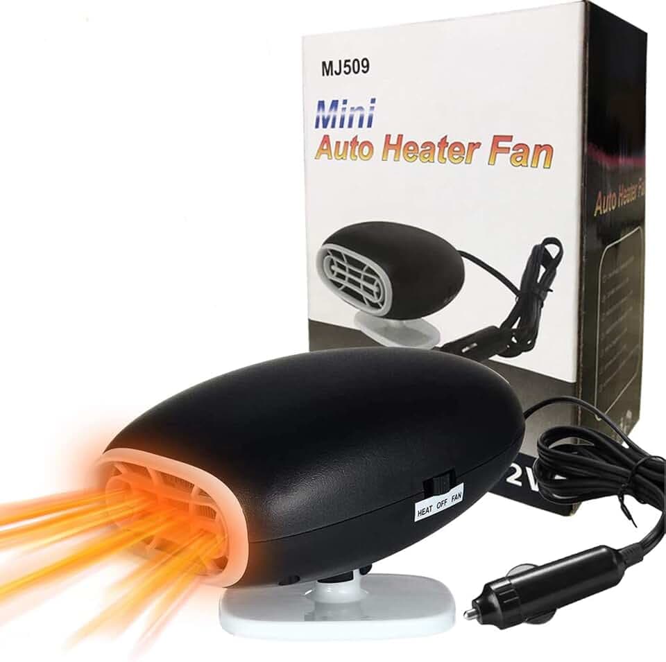 Tragbare Autoheizung, 12 V, 150 W, schnell aufheizende Auto-Windschutzscheiben-Heizung, Ventilator, Entnebelungsanlage, Entfroster mit um 360 ° drehbarer Basis, Plug-in-Zigarettenanzünder, 2-in
