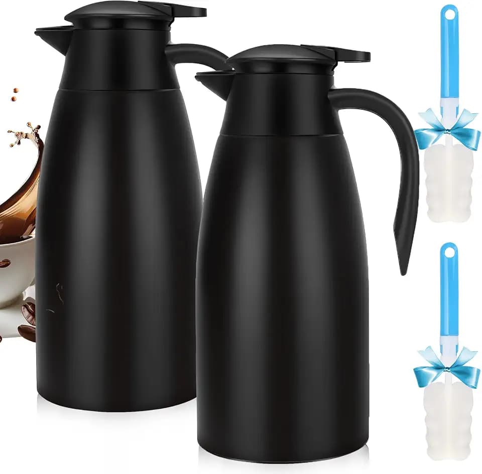 68OZ Coffee Carafes for Keeping Hot, 2 Pack Thermal Coffee Carafe, Black