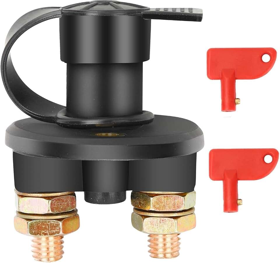 Batterieschalter 12V / 24V, Bolatus Auto Batterie Trennschalter Hauptstromschalter 2 Polig Ein-/Aus-Schalter Kill Switch 6V für Fahrzeug Boot Auto Kfz